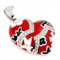 AUTHENTIC DESIGNO RED CURVED HEART PENDANT WITH CZ FLOWER DRP220RED BY ALAN K