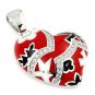 AUTHENTIC DESIGNO RED CURVED HEART PENDANT WITH CZ FLOWER DRP220RED BY ALAN K