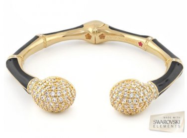 Authentic Lauren G Adams Bangle Bamboo Pave Balls Design B-63101G 64204