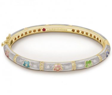 Authentic Lauren G Adams Bangle Flowers & Clear CZ'S Design B-39001G 42177