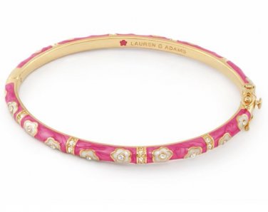 Authentic Lauren G Adams Bangle Enamel & CZ Pave Daisy Love B-301G 63361