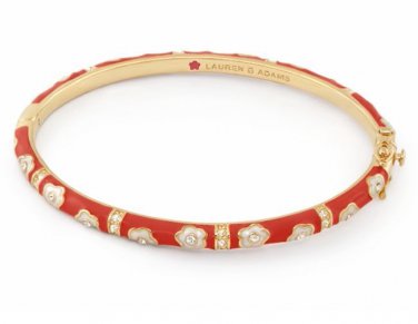 Authentic Lauren G Adams Bangle Enamel & CZ Pave Daisy Love B-301G 31359