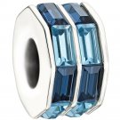 Authentic Chamilia Double Baguette - Blue Charm Bead 2083-0401 "Gift Boxed"