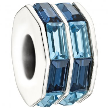 Authentic Chamilia Double Baguette - Blue Charm Bead 2083-0401 "Gift Boxed"