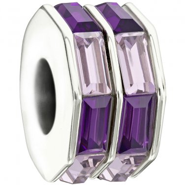 Authentic Chamilia Double Baguette - Purple Charm Bead 2083-0402 "Gift Boxed"