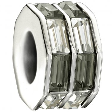 Authentic Chamilia Double Baguette - Black & White Charm Bead 2083-0398
