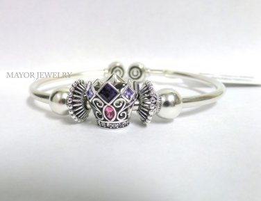 Authentic Chamilia Bangle Bracelet with Disney Crown Charm Bead Gift Set #43