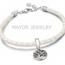 Authentic Chamilia White Leather Bracelet with Tree Of Life Gift Set 2025-0973