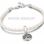 Authentic Chamilia White Leather Bracelet with Tree Of Life Gift Set 2025-0973