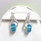 Authentic Chamilia Earrings Infinity Cz with Blue Steel Charm Bead Gift Set #41