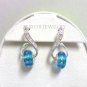 Authentic Chamilia Earrings Infinity Cz with Blue Steel Charm Bead Gift Set #41