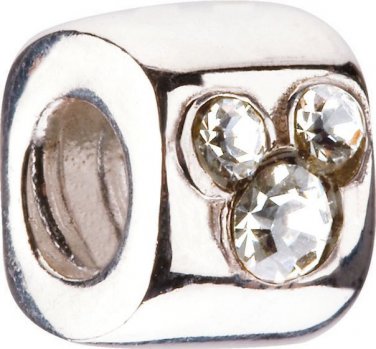 Authentic Chamilia Disney Gem Mickey - Clear CZ Charm Bead DIS-500A "Gift Boxed"