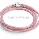 Authentic Chamilia 22.2" Pink Braided Leather Bracelet *LIMITED*  1030-0108