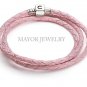 Authentic Chamilia 22.2" Pink Braided Leather Bracelet *LIMITED* 1030-0108