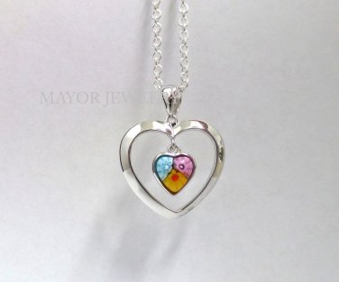 Authentic Millefiori Murano Sterling Silver Heart Pendant by Alan K 8MP1870259