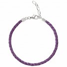 Authentic Chamilia Purple Metallic Braided Leather Bracelet  Adjustab 1030-0113