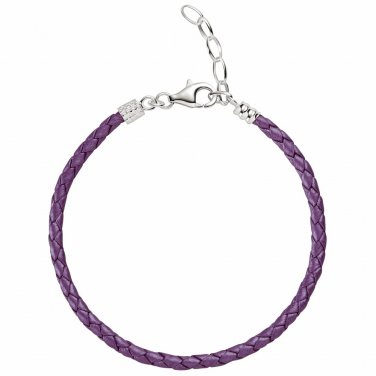 Authentic Chamilia Purple Metallic Braided Leather Bracelet  Adjustab 1030-0113