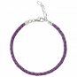 Authentic Chamilia Purple Metallic Braided Leather Bracelet Adjustab 1030-0113