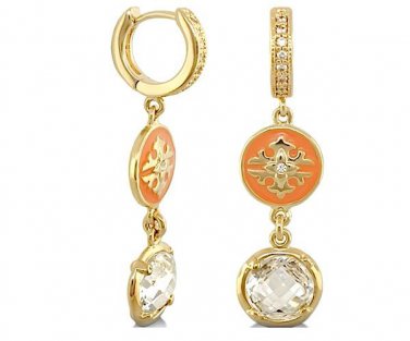 Authentic Lauren G Adams Long Huggie Mandarin Oriental Earring E-62202G 61910