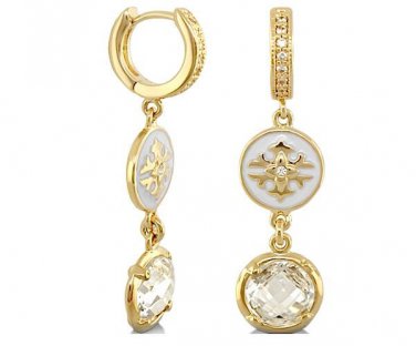 Authentic Lauren G Adams Long Huggie Mandarin Oriental Earring E-62202G 61911