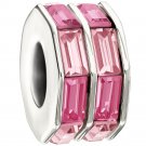 Authentic Chamilia Double Baguette - Pink Charm Bead 2083-0399 "Gift Boxed"