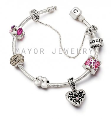 Authentic Chamilia Silver Snap Bracelet with Charm Gift Set #3