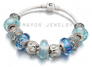 Authentic Chamilia Silver Snap Bracelet with Charm Gift Set