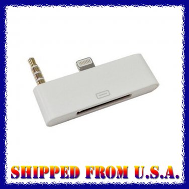 Audio Lightning 8 Pin to 30 pin Data Sync Charger Adapter for iPhone 5 5S 5C - White