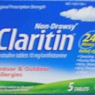 CLARITIN 24 HOUR  INDOOR & OUTDOOR ALLERGIES TABLETS 5 IN BOX
