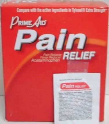 PRIME AID ACETAMINOPHEN PAIN RELIEVER PILLS 500mg 80 tablets in box