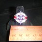 EMERALD CUT AMETHYST GARNET WHITE TOPAZ SILVER RING SIZE 7