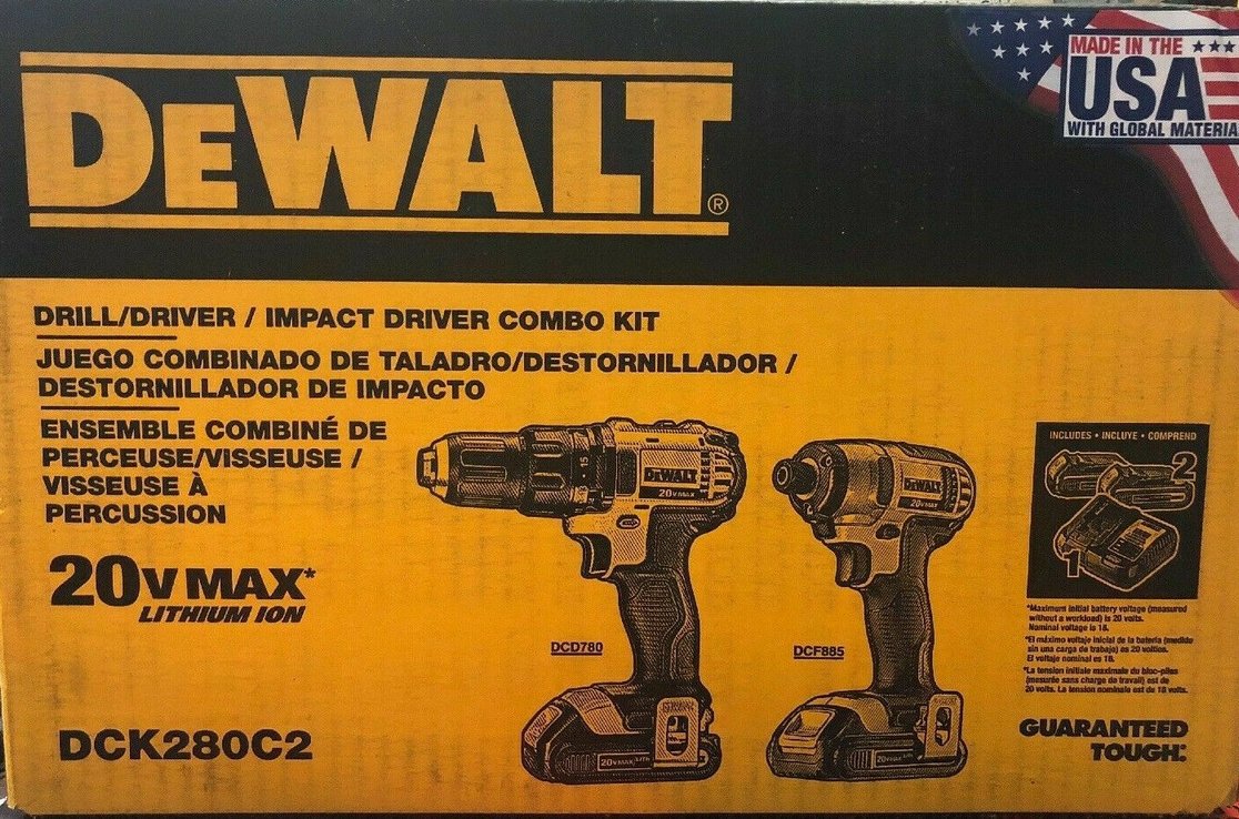 DEWALT DCK280C2 Impact Driver Drill Combo Kit