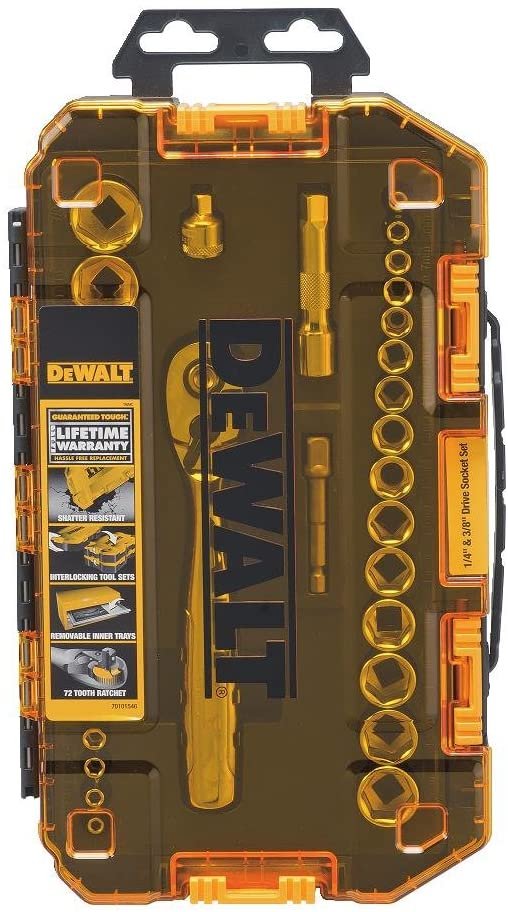 DEWALT® DWMT45034 Mechanics 1/4 In. And 3/8 In. Drive Socket Set (34 Pc