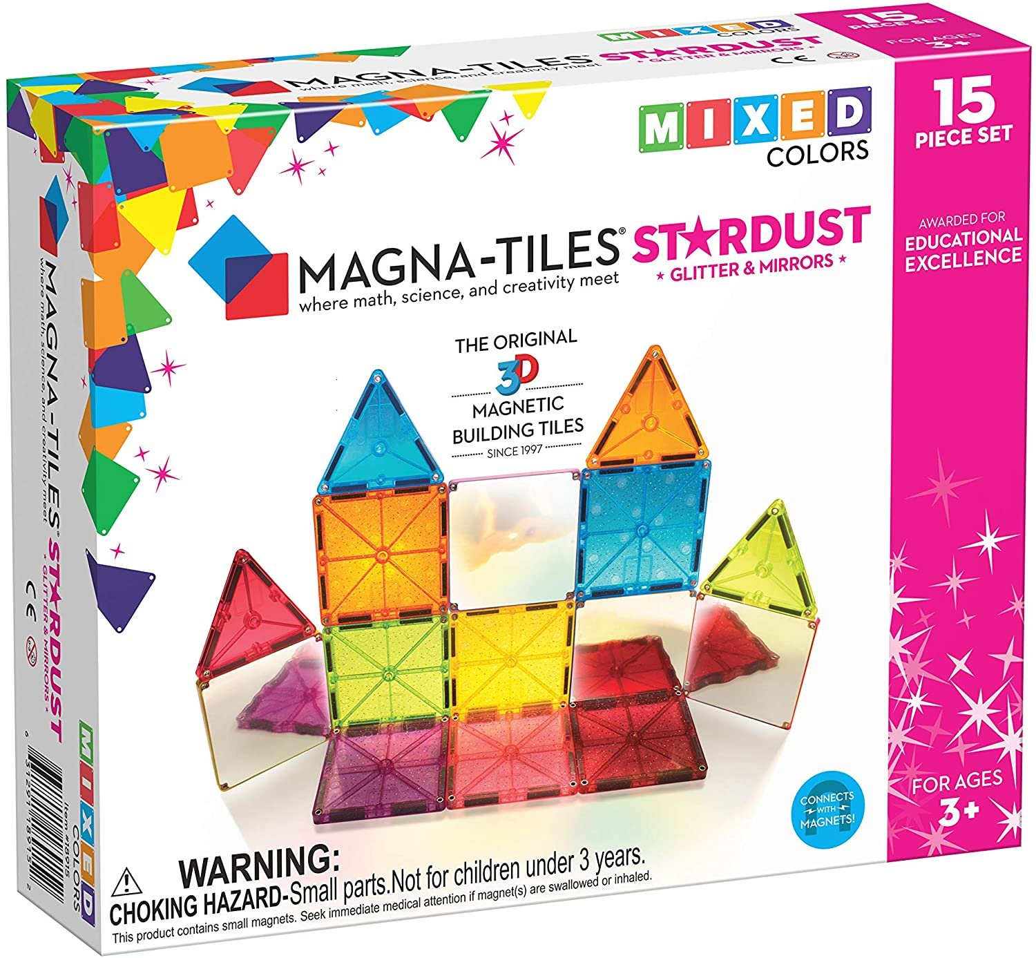 Magna-Tiles Stardust Set, 15 Pieces