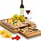 Bambusi Square bamboo cheese board with cutlery set 4 Piece Knife Block Set
