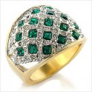14K YELLOW GOLD EP SIM DIAMOND BAND SZ-6,3/4 CT LC EMERALD Anniversary Ring