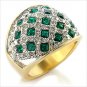 14K YELLOW GOLD EP SIM DIAMOND BAND SZ-6,3/4 CT LC EMERALD Anniversary Ring