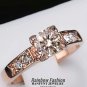 18k Rose Gold Plated Italina Elegant Austrian Crystal Stellux Zirconia Engagement Ring Size 9
