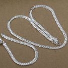 925 sterling silver 5mm unisex Snake Long Chain & Bracelet set