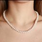 8mm White Sea Shell Pearls With 14k Filled Clasp Necklace Earrings Set