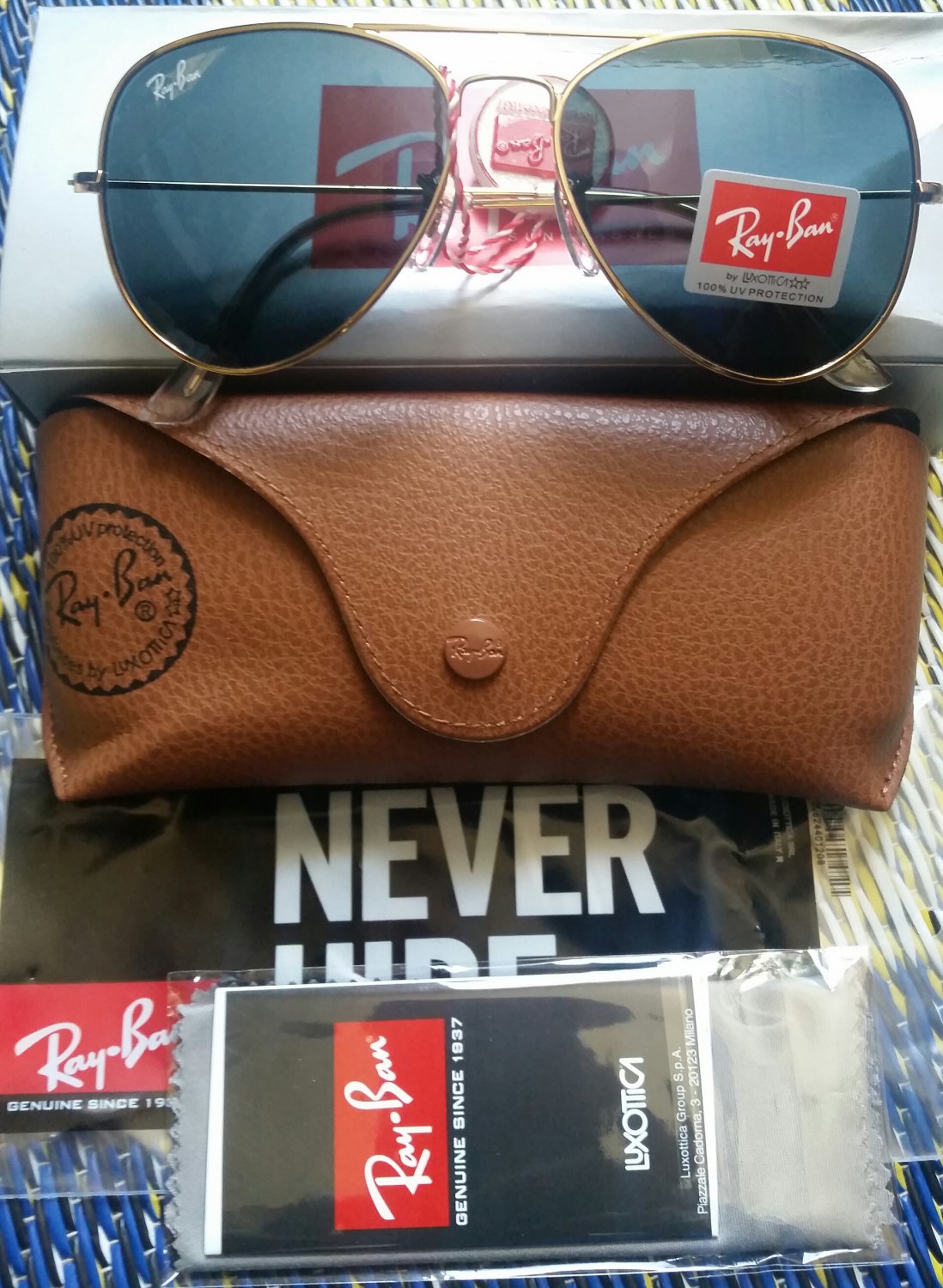 Ray-Ban Golden Frame Black Glass Aviator Classic Sunglasses