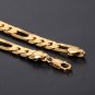 18K Gold Filled Figaro Curb Unisex Wide 7mm Long 24" Chain Necklace