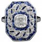 14k White Gold Plated Sapphire and Topaz Stone Women Party Ring Size US 7,8