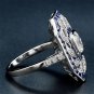 14k White Gold Plated Sapphire and Topaz Stone Women Party Ring Size US 7,8