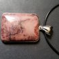 Starling Silver Natural willow creek Jasper Gemstone Leather cord Pendant