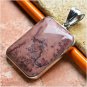 Starling Silver Natural willow creek Jasper Gemstone Leather cord Pendant