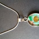 Dichroic Glass natural stone solid copper pendant 925 sterling silver Snake Chain