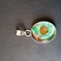 Dichroic Glass natural stone solid copper pendant 925 sterling silver Snake Chain
