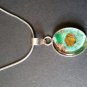 Dichroic Glass natural stone solid copper pendant 925 sterling silver Snake Chain