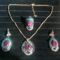 925 silver over gold plated Indian Multi Stone Necklace Earring Ring Set